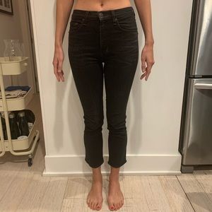rag & bone size 26 black stretch crop flare jeans